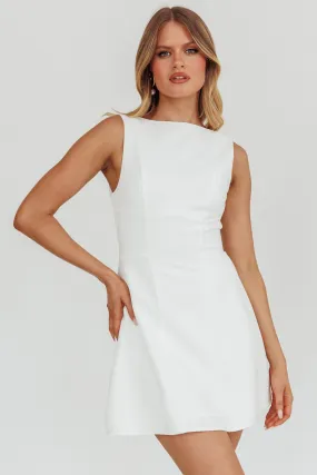 Opulent Sleeveless A-Line Mini Dress White