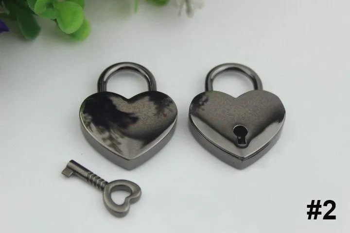 Padlock Bag Hardware Heart Gold Silver Gunmetal Bronze Love 1/20 pcs Handmade Purse Handbag Making Metal Bulk Wholesale Accessories Supplies