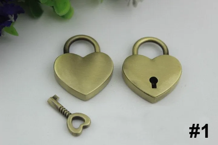 Padlock Bag Hardware Heart Gold Silver Gunmetal Bronze Love 1/20 pcs Handmade Purse Handbag Making Metal Bulk Wholesale Accessories Supplies