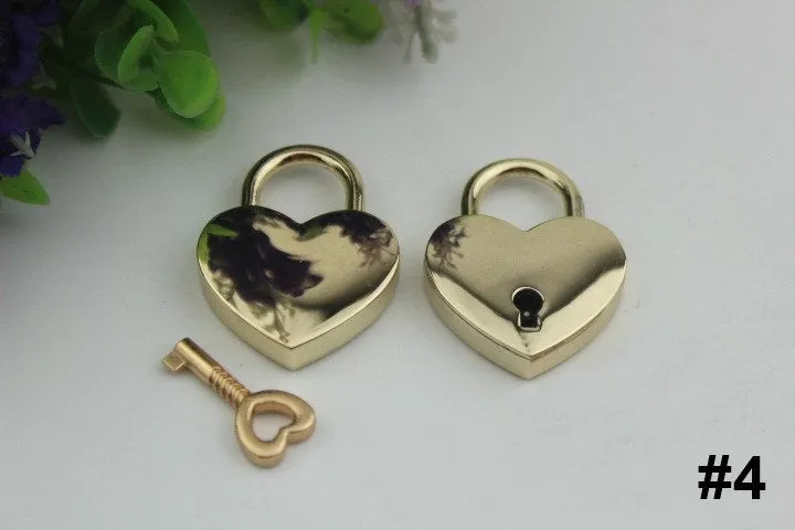 Padlock Bag Hardware Heart Gold Silver Gunmetal Bronze Love 1/20 pcs Handmade Purse Handbag Making Metal Bulk Wholesale Accessories Supplies