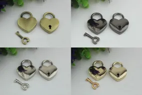 Padlock Bag Hardware Heart Gold Silver Gunmetal Bronze Love 1/20 pcs Handmade Purse Handbag Making Metal Bulk Wholesale Accessories Supplies