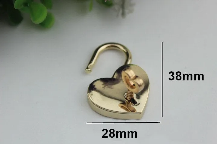 Padlock Bag Hardware Heart Gold Silver Gunmetal Bronze Love 1/20 pcs Handmade Purse Handbag Making Metal Bulk Wholesale Accessories Supplies