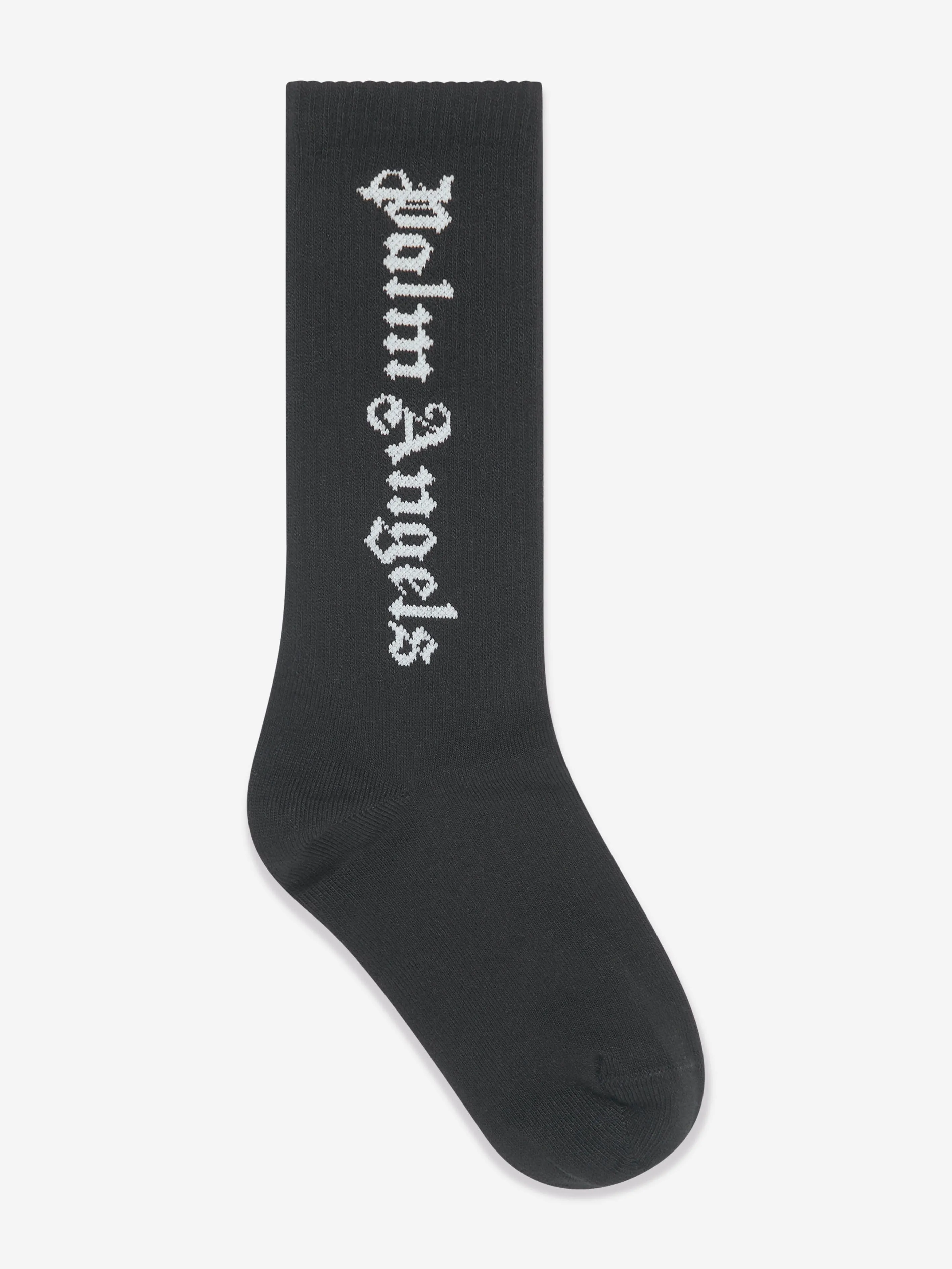 Palm Angels Girls Logo High Socks in Black