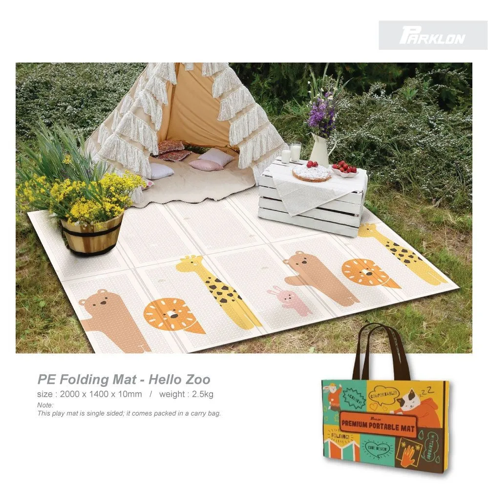 Parklon PE Folding Mat Hello Zoo (Size: 2000 x 1400mm)