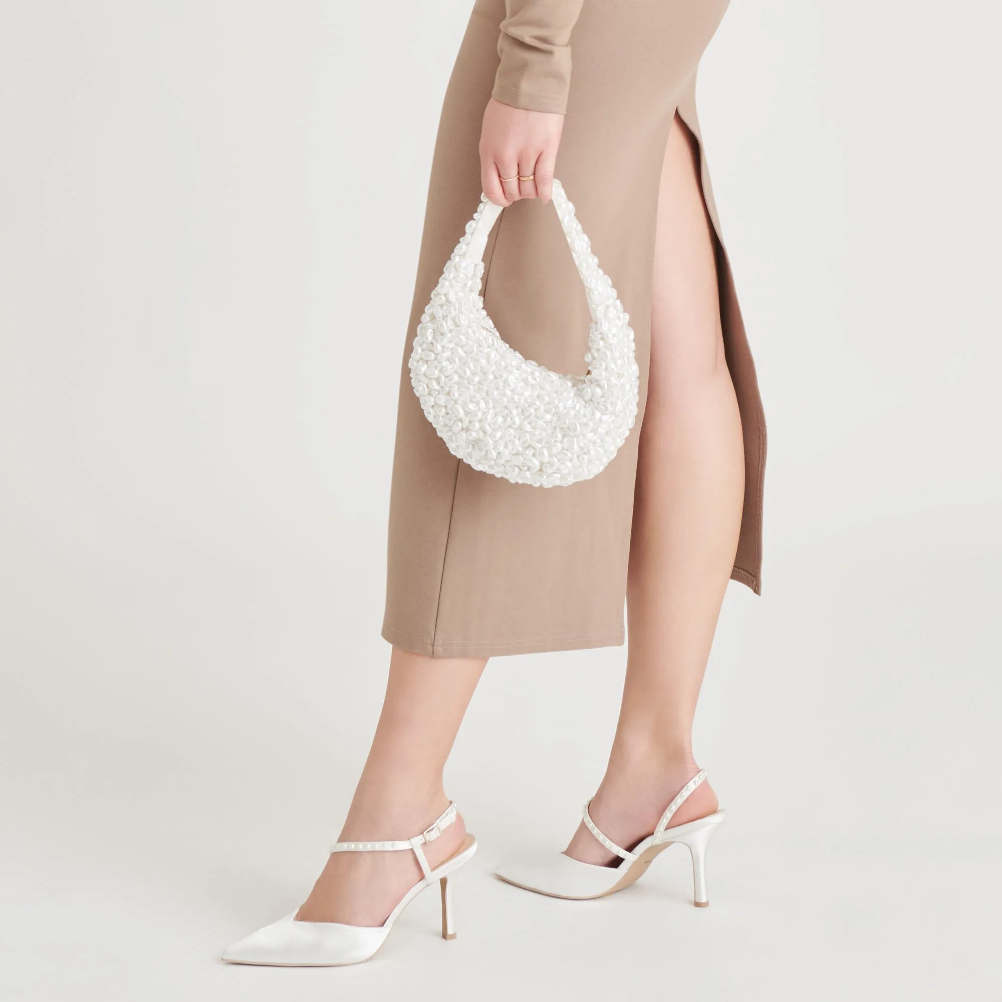 PEARLA SHOULDER BAG WHITE FAUX PEARL