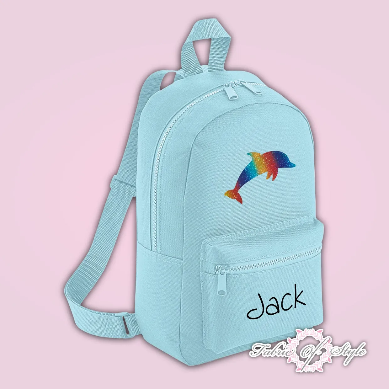 Personalised Kids Backpack - Any Name Dolphin Boys Girls NURSERY Back To School Bag