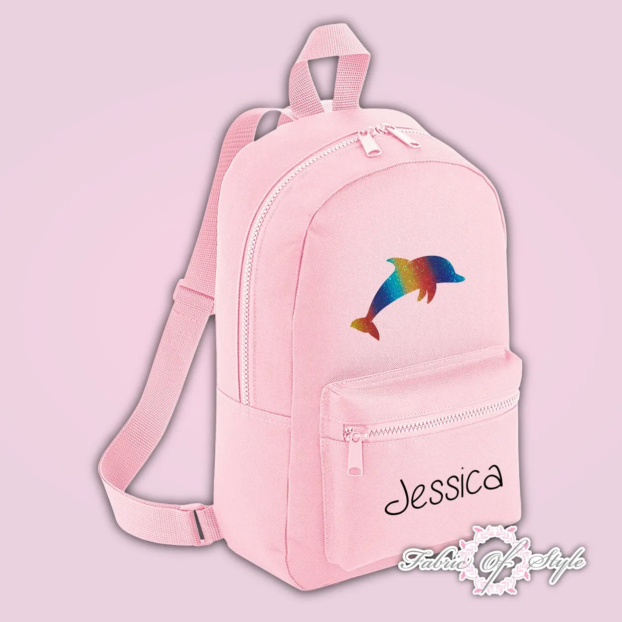 Personalised Kids Backpack - Any Name Dolphin Boys Girls NURSERY Back To School Bag