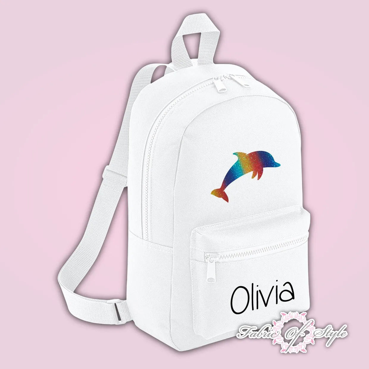 Personalised Kids Backpack - Any Name Dolphin Boys Girls NURSERY Back To School Bag