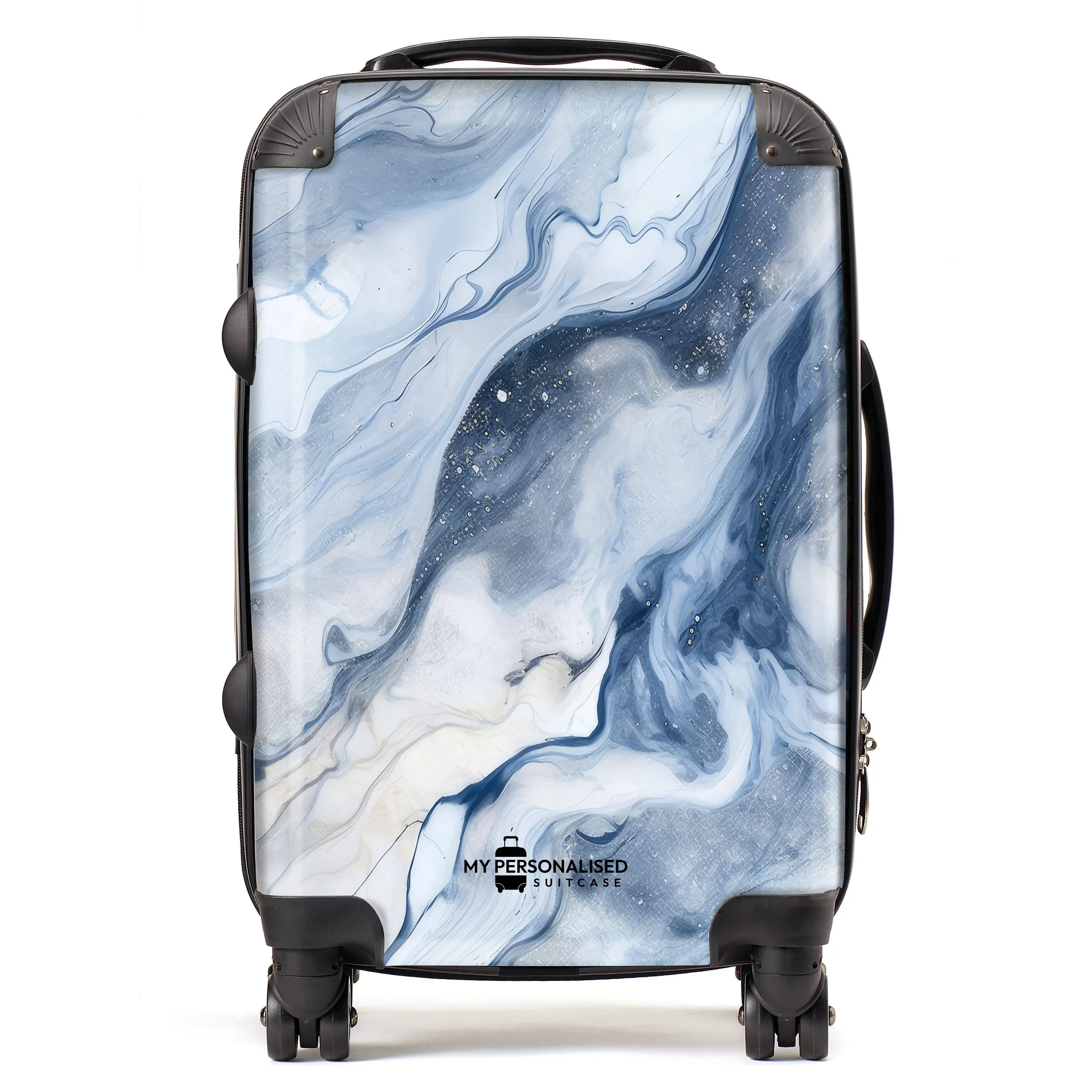 Personalised Sea Blue Marble Suitcase