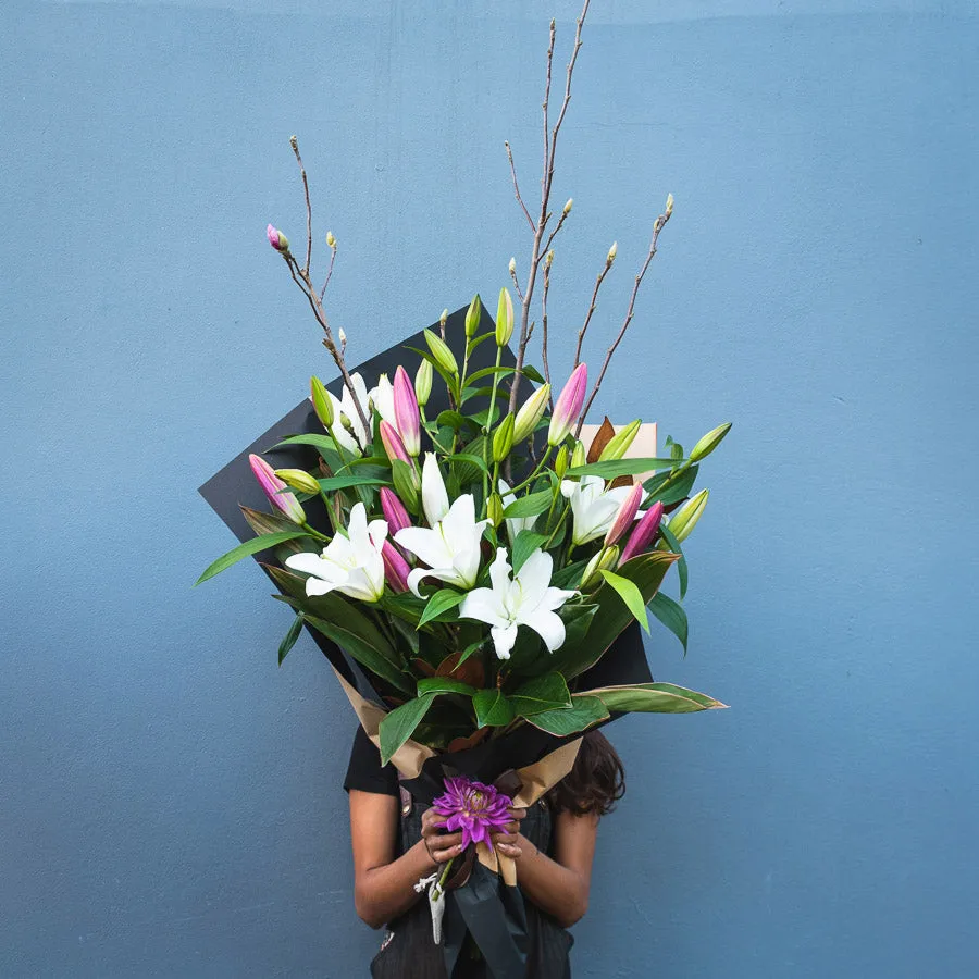 Pink and White Fragrant Lilies