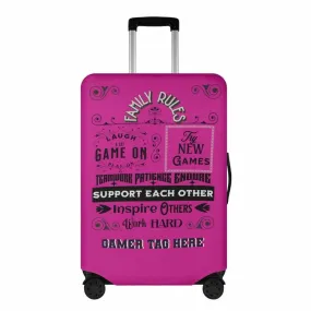 Pink Gaming Family Rules Luggage Cover