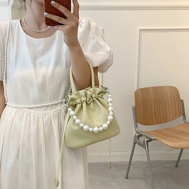 Pleated Pearl Chain Shoulder Bag