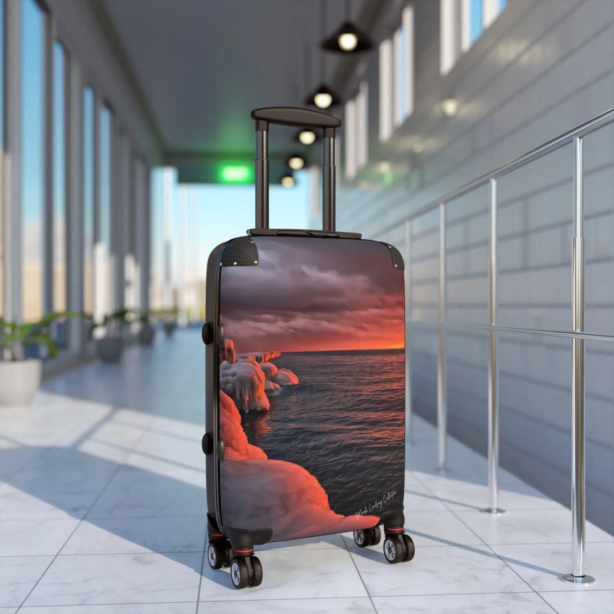 Point Betsie's Winter Sunset Custom Art Luggage