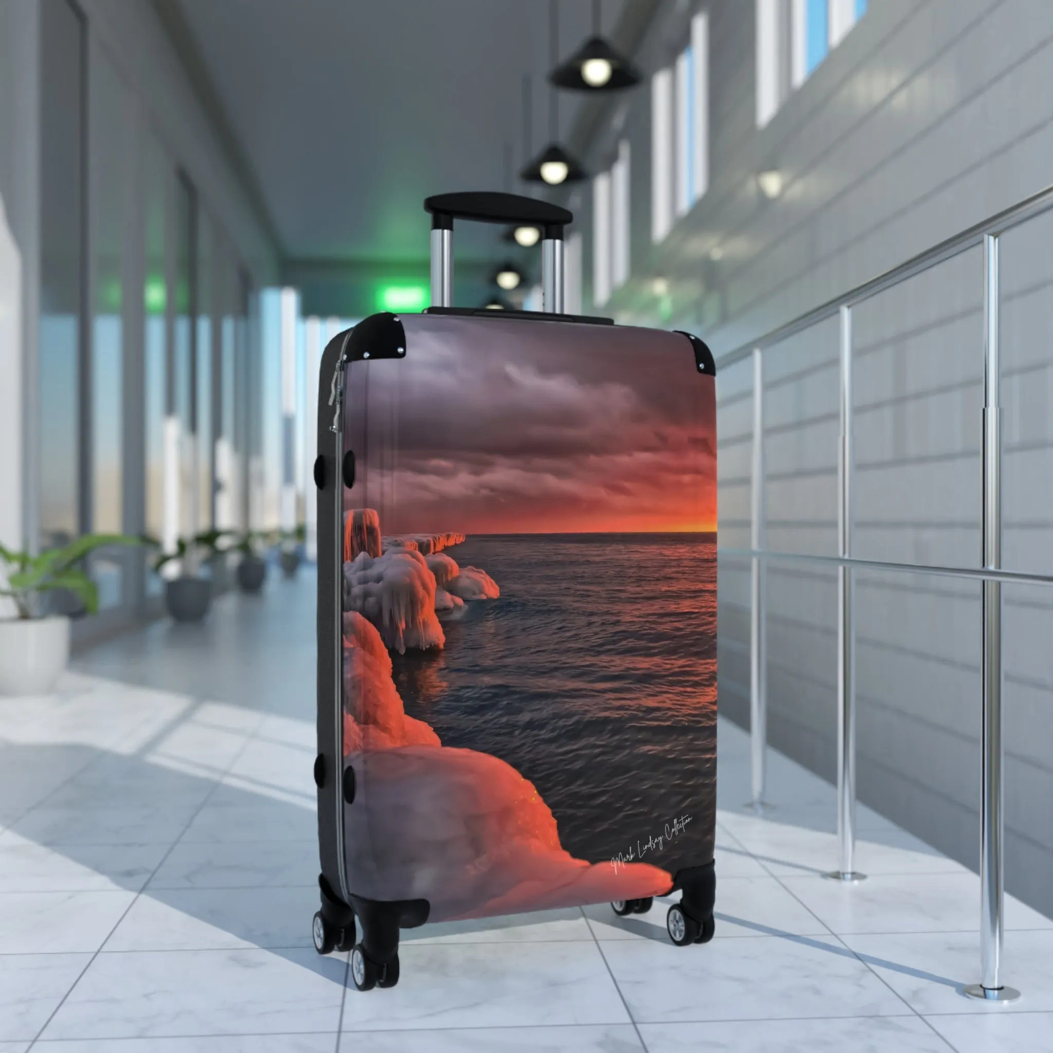 Point Betsie's Winter Sunset Custom Art Luggage