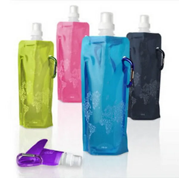 Portable folding sports water bottle/foldable water bottle 480ml(16oz)(5 colors) 5pcs/lot