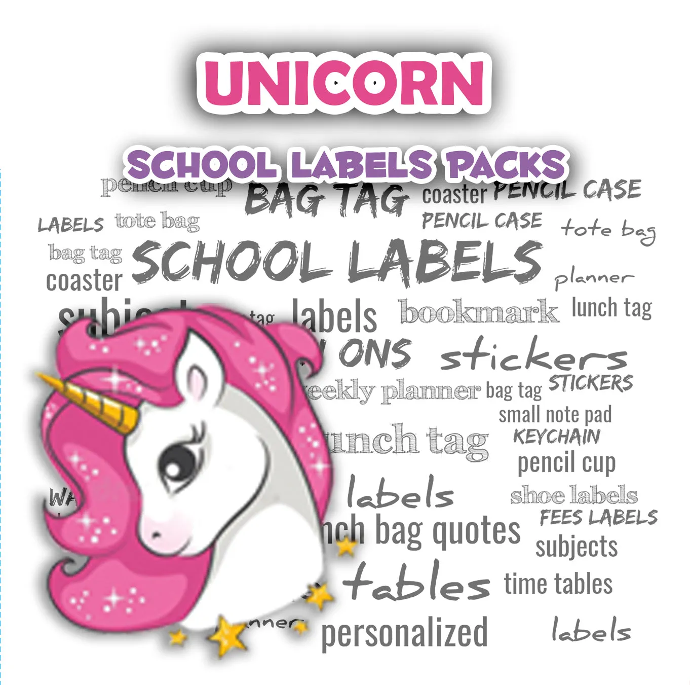 ""Unicorn" School labels packs