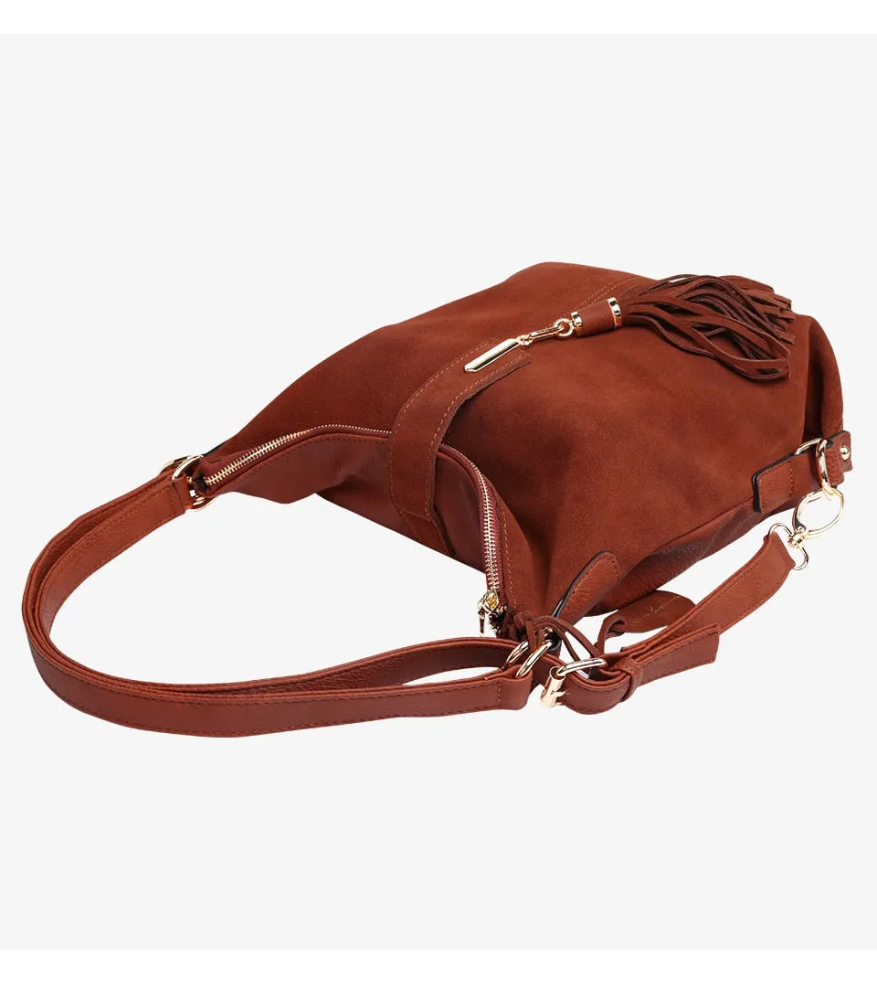 Real Split Suede Leather Shoulder Bag