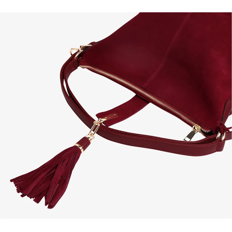 Real Split Suede Leather Shoulder Bag