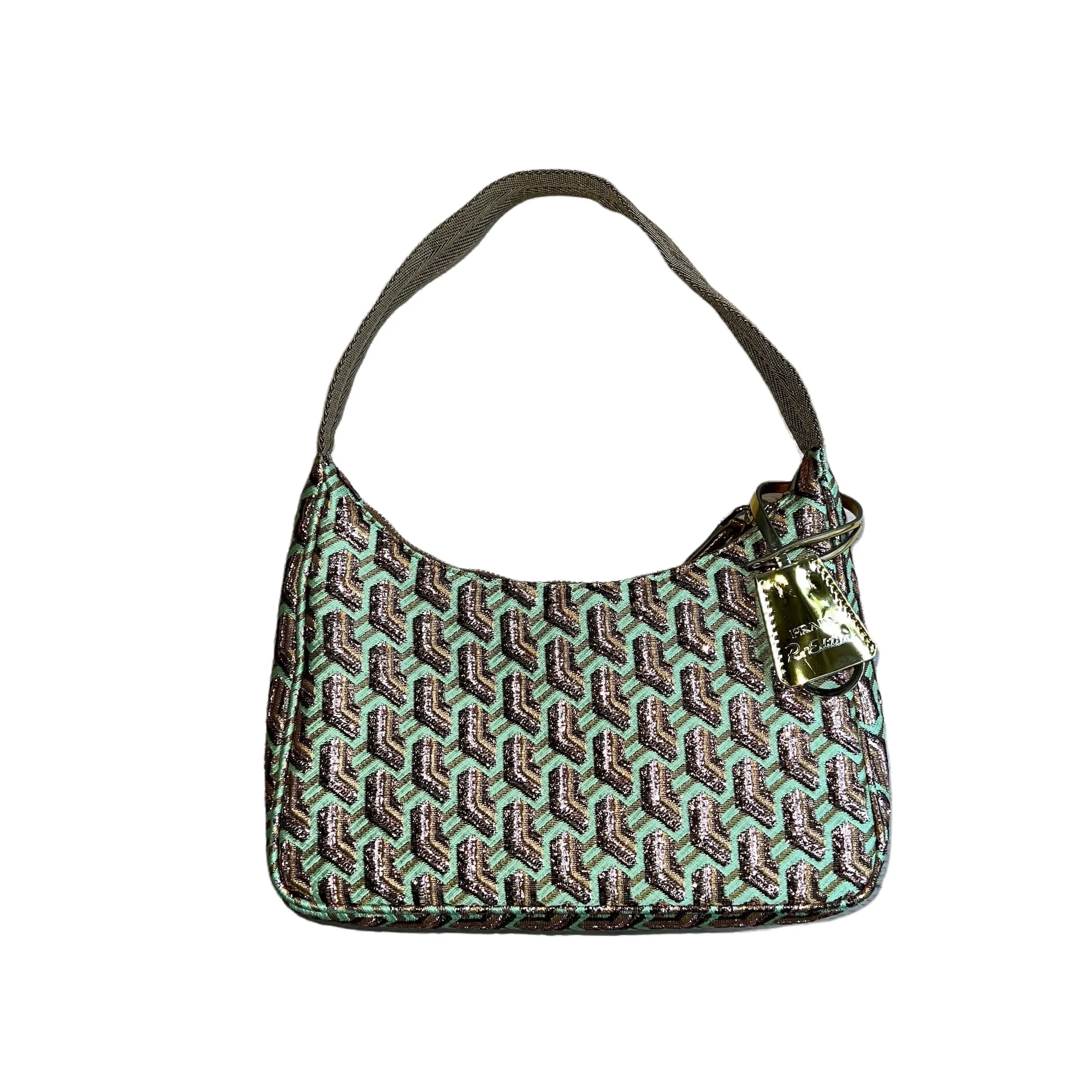 Reedition Green and Gold Lurex Bag