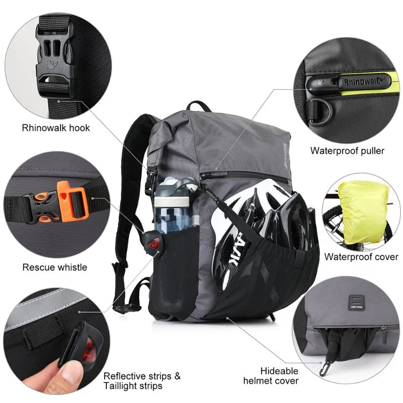 Rhinowalk Bike Pannier Bag 24L Waterproof Bicycle Bag Motor Pannier Backpack