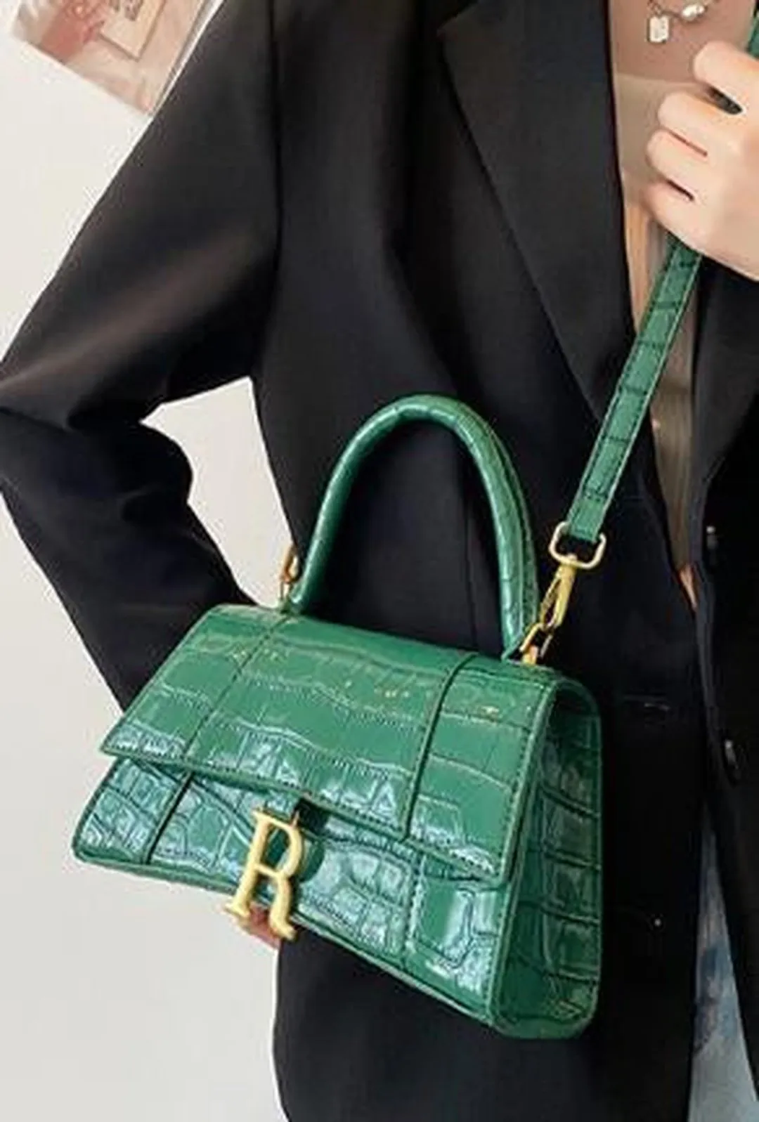 ROHNDA - HOURGLASS CROC BAG