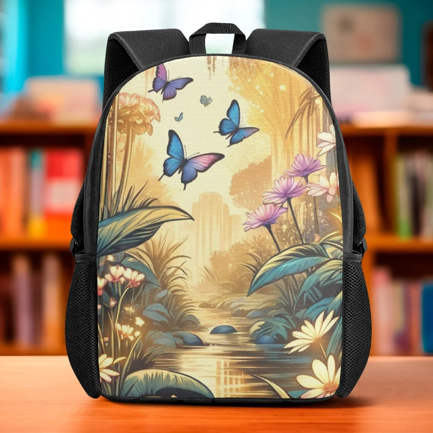 Sac à dos d'école pour enfant "Papillons bleu" (201)