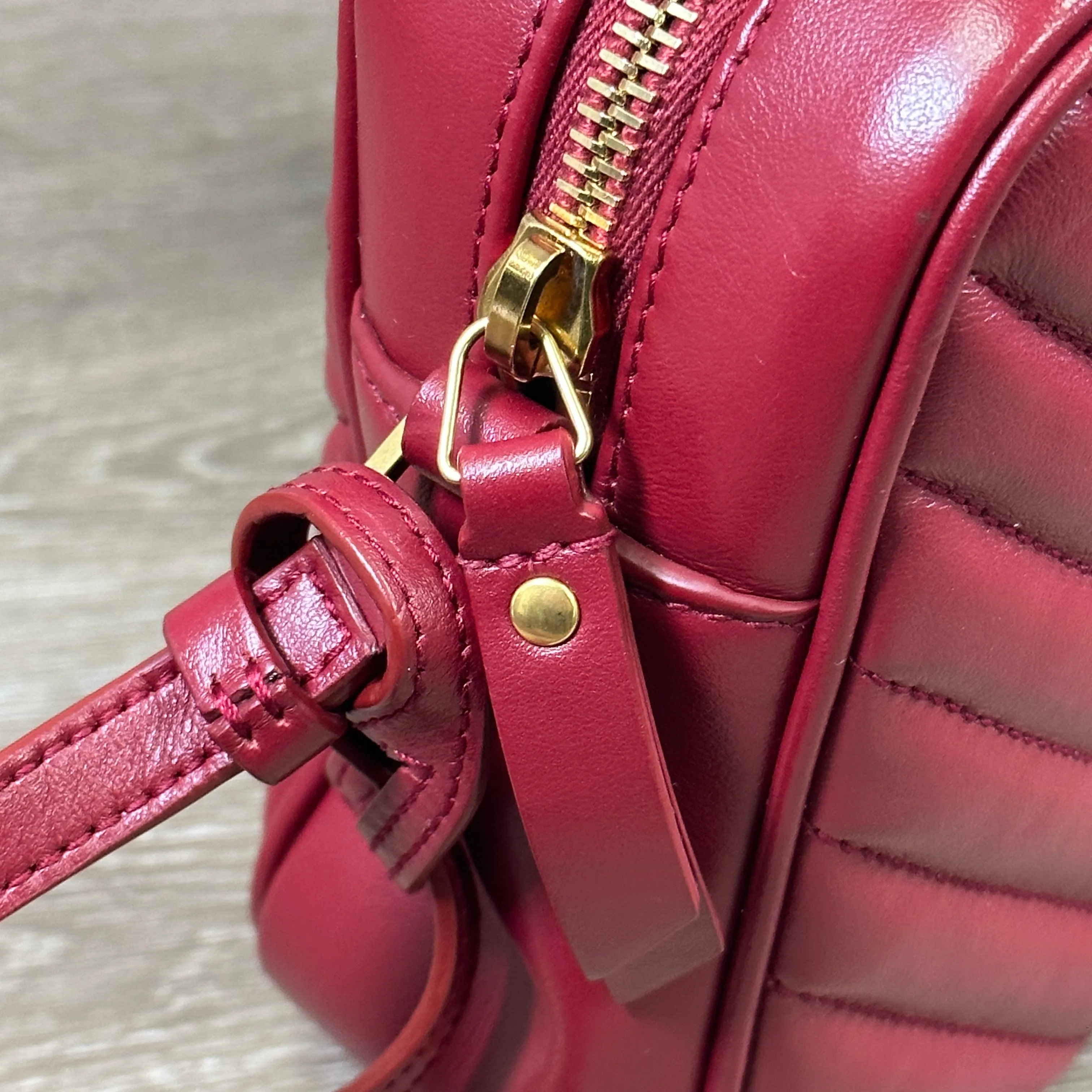 Saint Laurent Lou Medium YSL Camera Bag - Rouge Opium