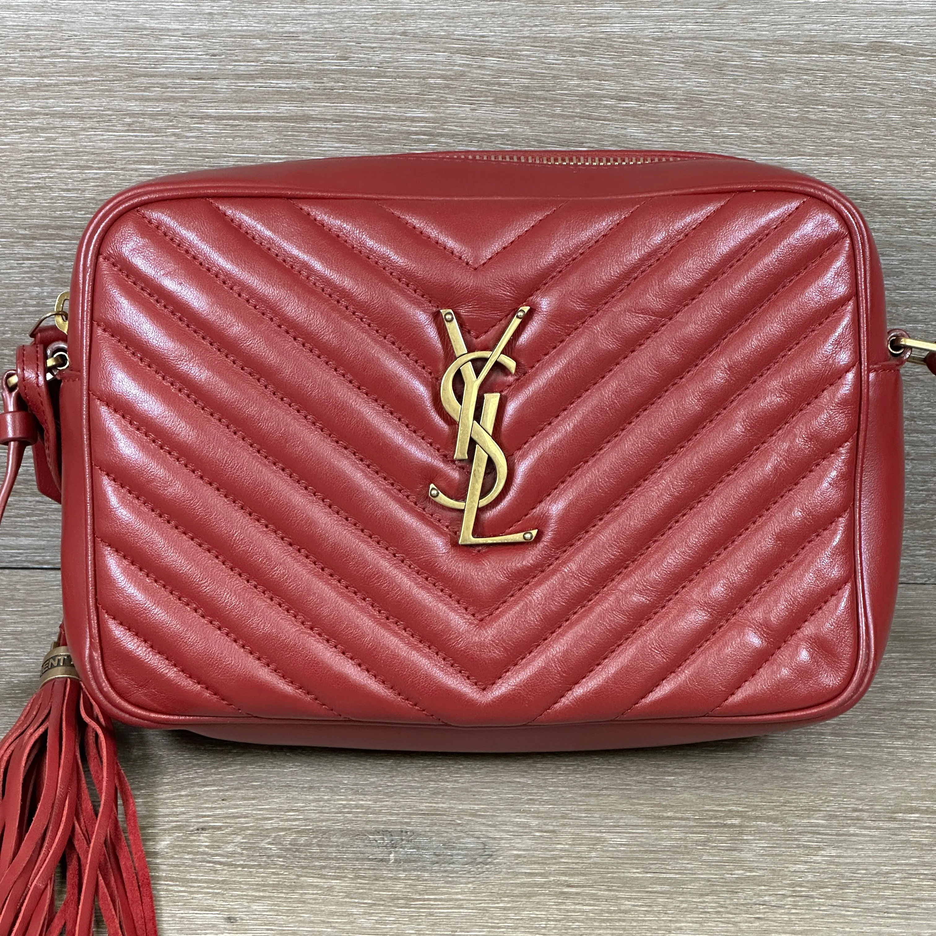 Saint Laurent Lou Medium YSL Camera Bag - Rouge Opium