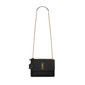 SAINT LAURENT Sunset medium chain bag in smooth leather - Gold