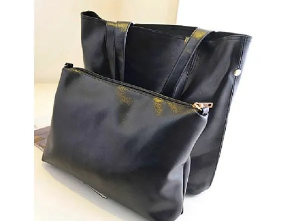 Shoppers Leatherette Tote With Twin Inner Sling Pouch