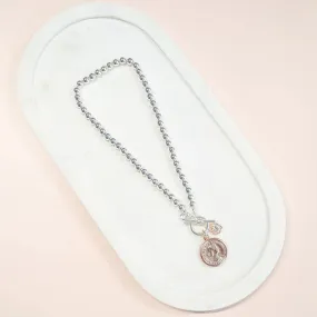 SHORT | Rose Gold & Silver Beads & Coin Necklace