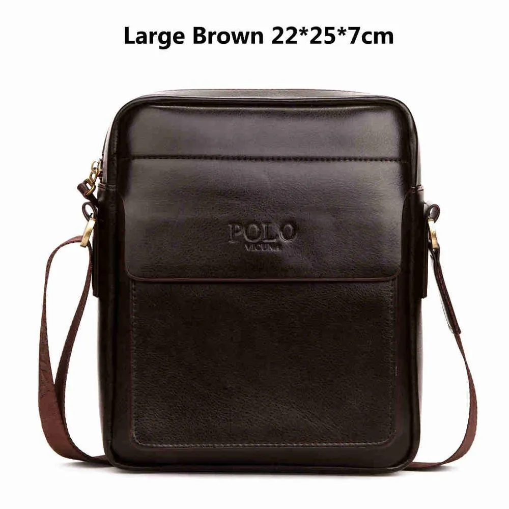 Square Businessmen Leather Shoulder Bag