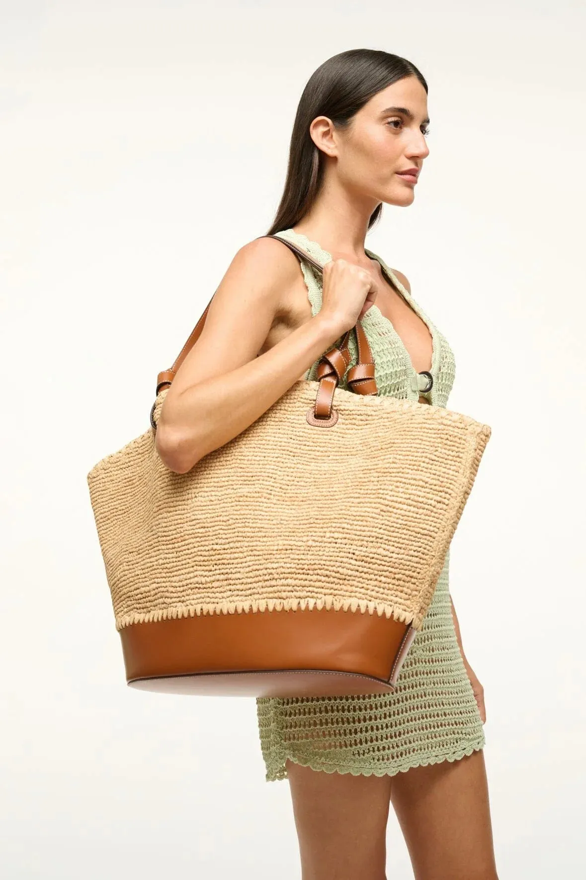 Squillo Raffia Tote in Natural Tan