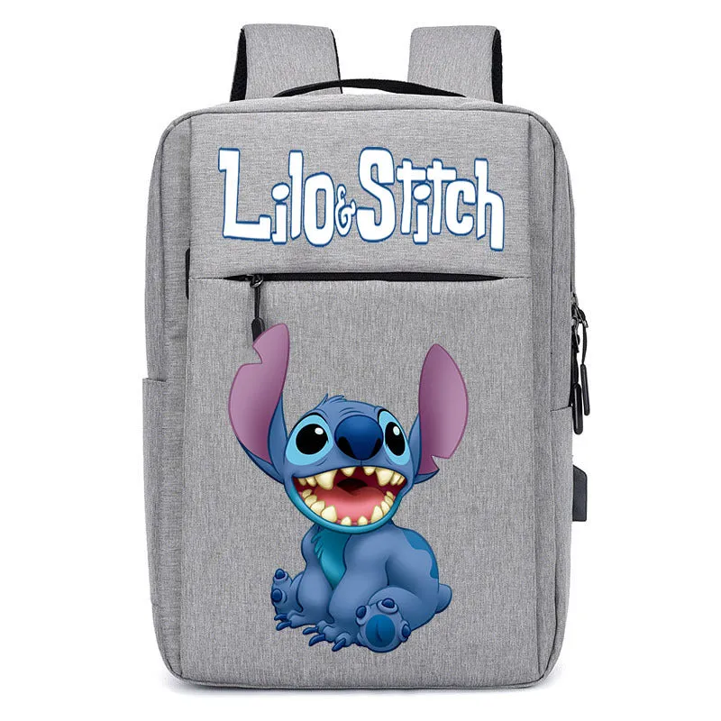 Stitch School Bag USB Charging Backpack Large Capacity Student School Bag Anime Computer Bag Casual Backpack