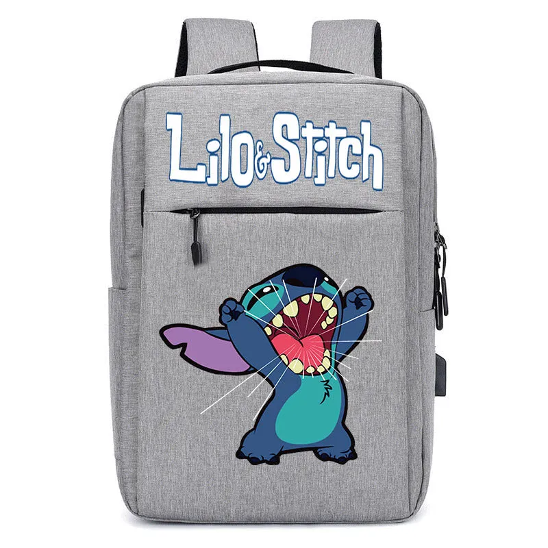 Stitch School Bag USB Charging Backpack Large Capacity Student School Bag Anime Computer Bag Casual Backpack