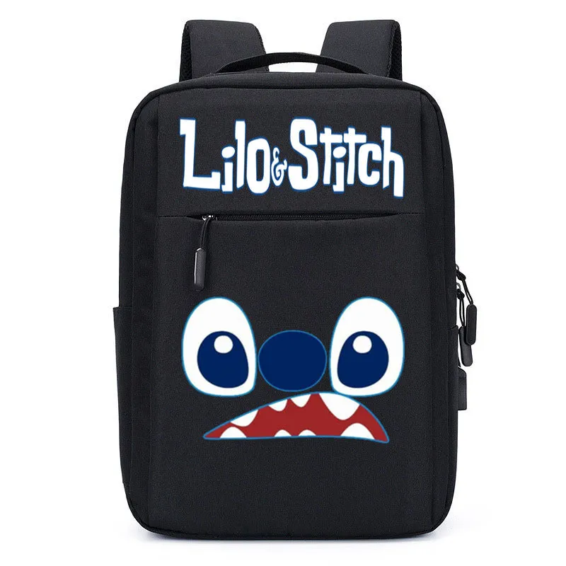 Stitch School Bag USB Charging Backpack Large Capacity Student School Bag Anime Computer Bag Casual Backpack