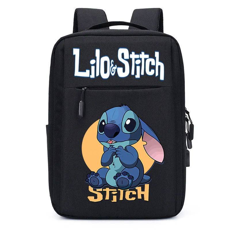 Stitch School Bag USB Charging Backpack Large Capacity Student School Bag Anime Computer Bag Casual Backpack