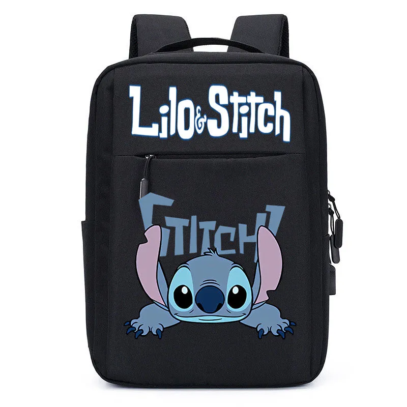 Stitch School Bag USB Charging Backpack Large Capacity Student School Bag Anime Computer Bag Casual Backpack