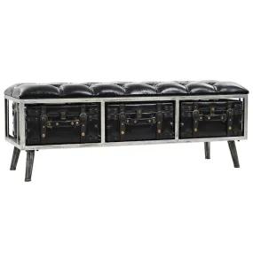 Storage Bench 110 cm Black Artificial Leather