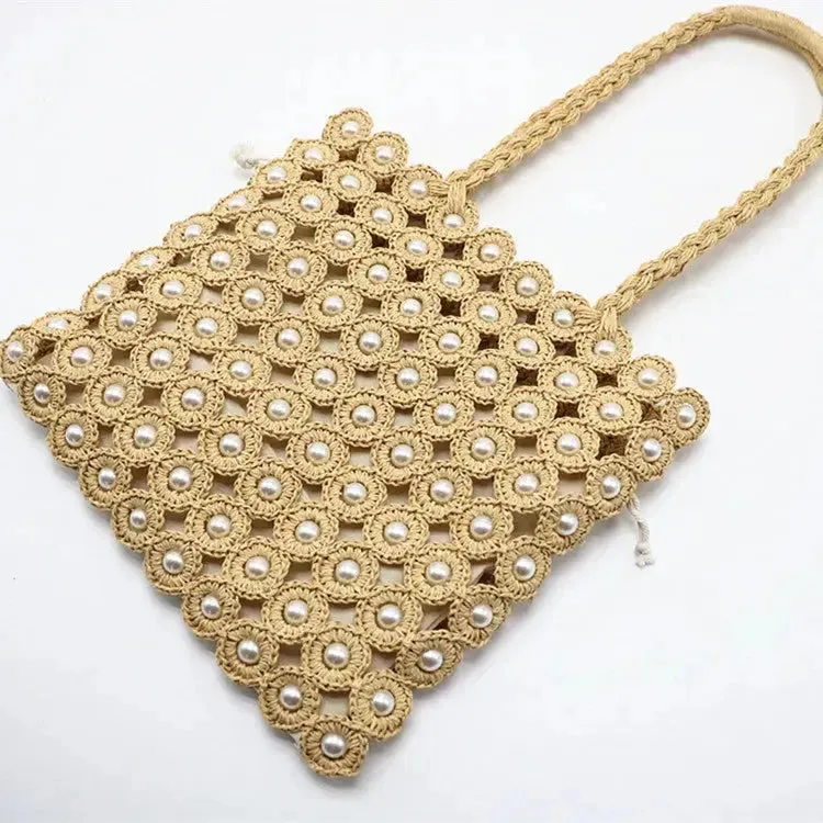 Stylish Woven Pearl Handbag