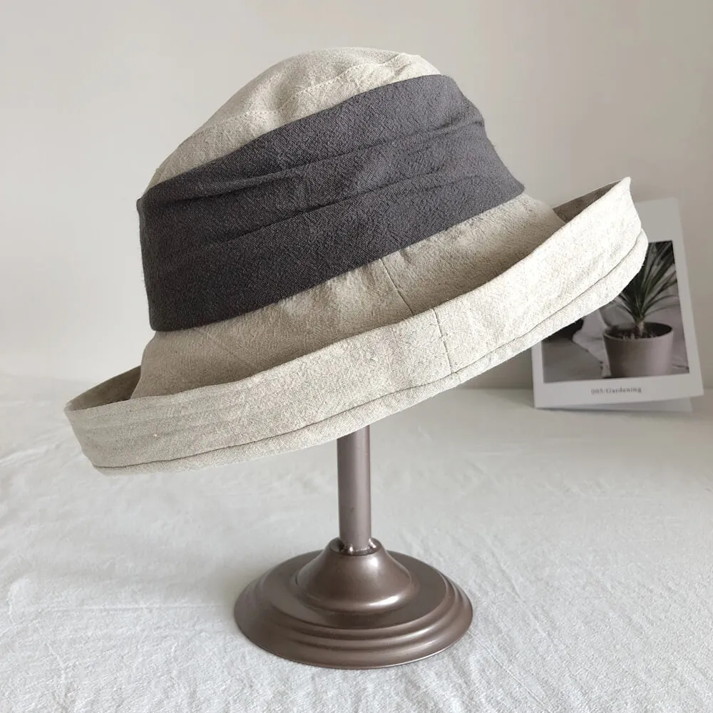 Summer Linen Bucket Hat for Women