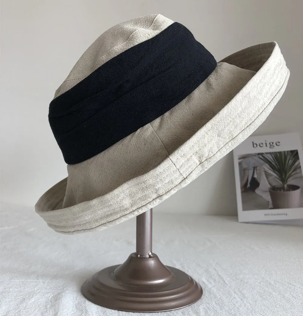 Summer Linen Bucket Hat for Women