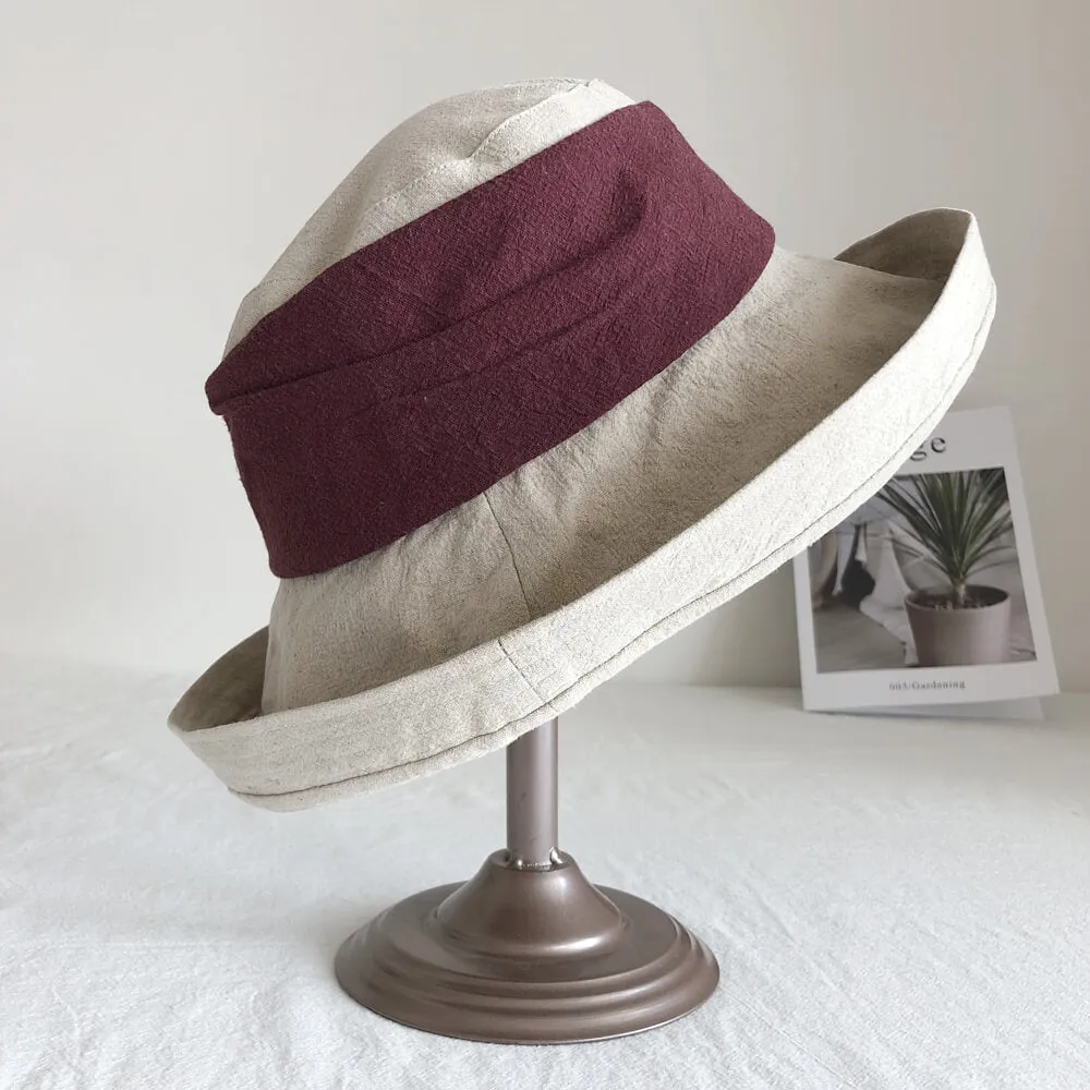 Summer Linen Bucket Hat for Women