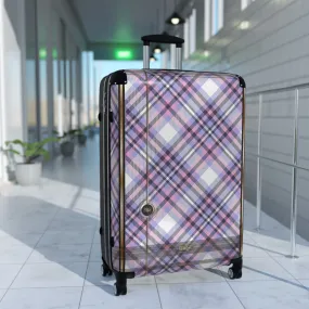 Tartan Plaid Suitcase Pink Stripes Travel Luggage Carry-on Suitcase Premium Hard Shell Suitcase