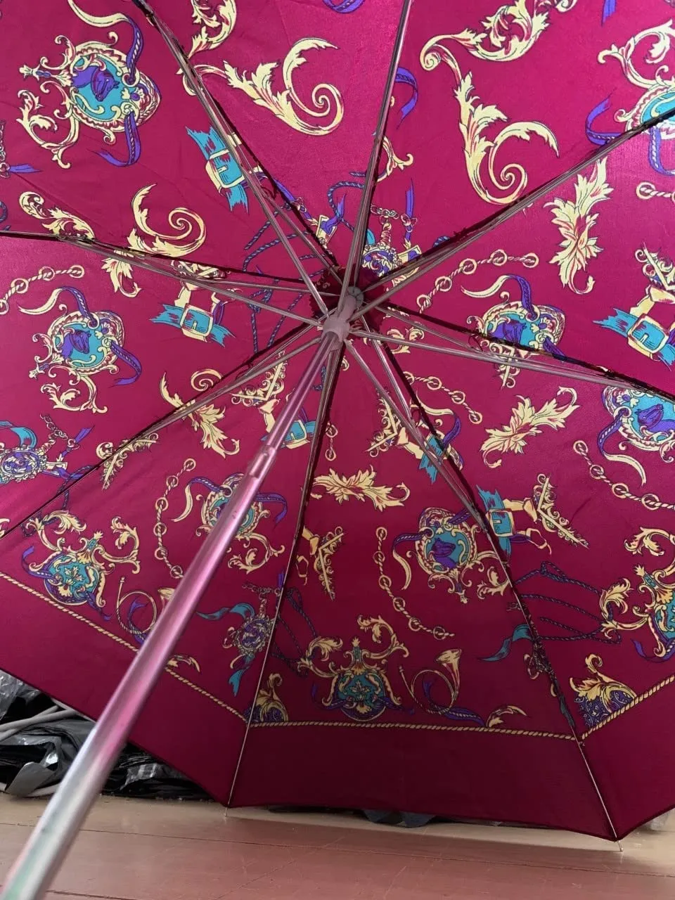 Telescopic Patterned Umbrella (Red)