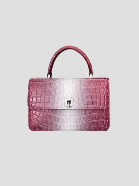 The Anka Handbag in Metallic Raspberry and White Porosus Crocodile