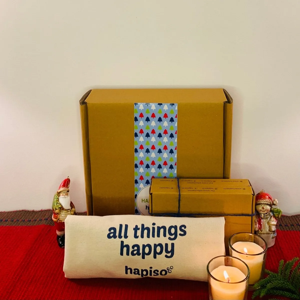 The Happy Box | 2 packs of laundry pods | Canvas bag | Candle