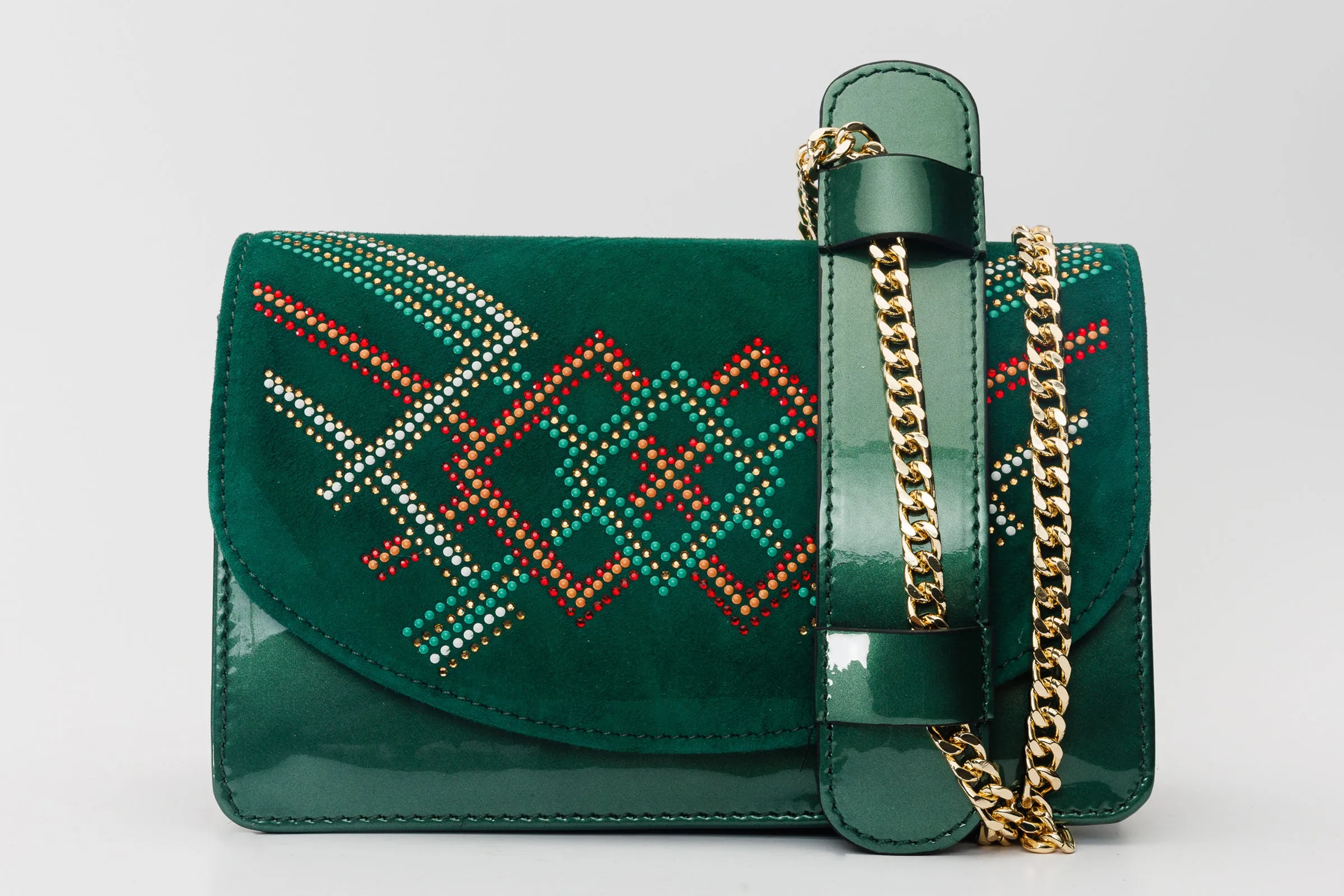 The Palma Green Glitter Leather Handbag