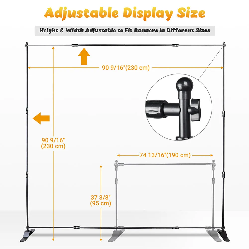 TheLAShop 8'Wx8'H Jumbo Banner Stand Telescopic Step & Repeat Logo Wall Backdrop