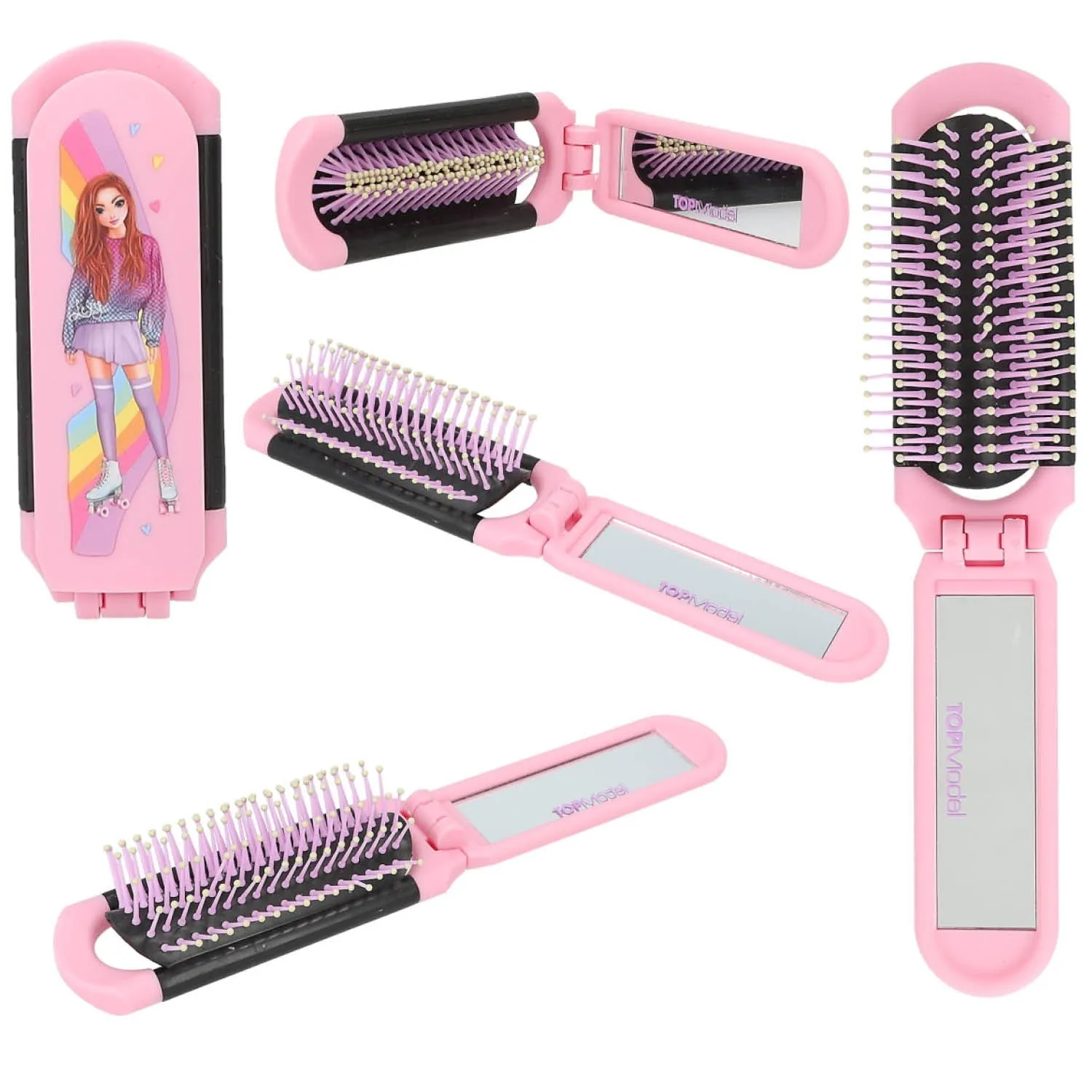 TOPModel  Foldable Hairbrush with Mirror - Choice of 3